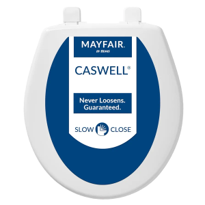MAYFAIR 880SLOW 000 Caswell - Asiento de inodoro redondo que se cierra lentamente y nunca se afloja, plástico de larga duración, color blanco
