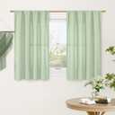 LAMIT 48 Inch Length Linen Curtains 2 Panels, Light Green Soft Faux Linen Light Filtering Panels Rod Pocket Boho Neutral Drapes for Short Windows/Cafe, 42 x 48 Inch