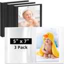 Vienrose Small Photo Album 3-Pack 5 x 7 Photo Book Album, Each Picture Book Holds 52 Photos Mini Photo Book with Customizable Cover, Postcard Album, Baby Photo Albums (Black)