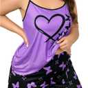 SOLY HUX Women's Plus Size Pajama Set Butterfly Heart Print Loungewear Cami Top and Shorts Sleepwear 3XL Plus