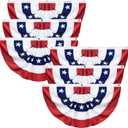 6 Pack USA Pleated Fan Flag, 1.5 X 3 FT American US Bunting Flag, 4th of July Patriotic Half Fan Banner Flag Decorations for Memorial Independence Day Indoor and Outdoor Decoration (1.5x3 Feet)