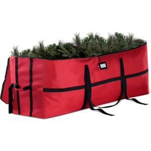 ZOBER Wide Christmas Tree Storage Bag - Maximum Accessibility - Fits 9 Ft Trees - 600D Oxford Fabric Christmas Tree Bag For Storage Box For Xmas - Strong, Durable Straps & Handles - Card Slot - Red