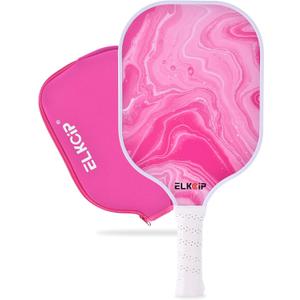 Composite Pickleball Paddle with Cover for Women, Graphite Carbon Fiber Polypropylene Honeycomb Core Pickleball Racquet Gift for Mother Wife Grandmother Girlfriend (Pink Marble)