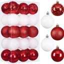 RoseCraft 30PCS Christmas Ball Ornaments, 2.36" Red/White Shatterproof Ornaments Set for Christmas Tree Hanging Decorations, for Home Holiday Xmas Party Decor.