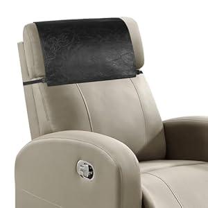 SCNK Headrest Covers for Recliners- Faux Leather Recliner Headrest Cover Protector with Elastic Straps, Chair Headrest Cover for Recliner Protector 17 x 27 in(Black)