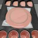 Pink Dinnerware Set for 4, 16-Piece Porcelain, Gold Marble