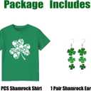 6Size Shirt+Earrings St Patricks Day Shirt Women St Patricks Day Outfits for Women Shamrock Earrings Accessories (Green, XL)