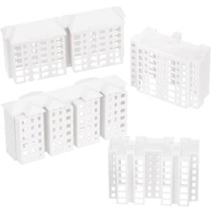 Alasum 4pcs Miniature Apartment Building Railway Modern City Grand Apartment Models Unpainted Sand Table Mini Building Model for Dollhouse Layout Prop