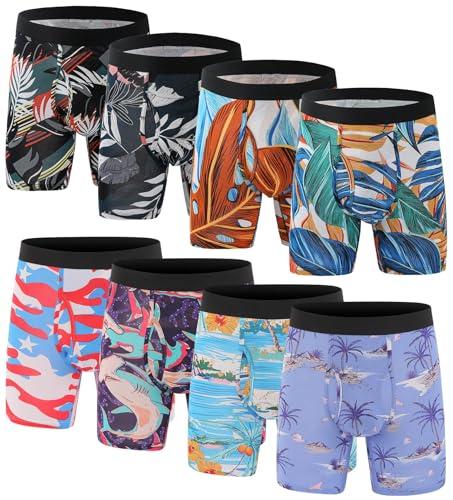 Xaanelr Men's Underwear Boxer Briefs Bamboo Viscose Trunks Soft Comfortable Multipack (US, Alpha, Small, Regular, Regular, B013 - Boxer Briefs - 8 Pack)