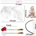 AMOR PRESENT Baby Angel Wings, 5PCS Newborn Photoshoot Clothes White Angel Feather Wing Baby Cupid Costume Set with Headband Bow Swords Photo Prop Outfit 0-18 Months