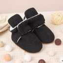 Miamooi Infant Baby Girls Boys Cotton Booties Newborn Winter Warm Fleece Cozy Slippers Toddler Non-Slip Ankle Boots First Walker Crib House Socks Shoes 3-18 Months (Black)