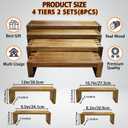 8Pcs Wood Risers Display Stands 2 Set, 4 Tier Rectangular Spice Rack for Food, Desserts, Cup Cake Stand, Large Tiered Shelf Organizer for Perfume, Makeup, Dolls, Collectibles