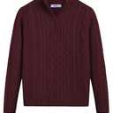 Arshiner Boy's Cable Knitted Sweater Half Zip Lightweight Casual Pullovers for Kids XXL