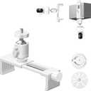 Camera Clip Clamp with 360 Degree Swivel Mini Ball Head Adapter Holder Mounting with 1/4 Inch Screw for Security Cameras Smartphone Mount Brackets, White