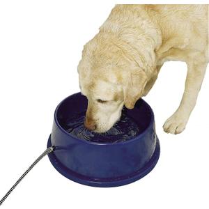 K&H Pet Products Thermal-Bowl Heated Water Bowl for Cats & Dogs Outside, Safety Listed Outdoor Heated Dog Dish for Pets, Automatic No Freeze, Anti Chewy Cord - 96 Ounces Blue 25W