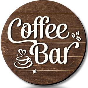 Coffee Bar Sign Wall Decor - Vintage Coffee Sign for Bar Decor Accessories, Funny Cafe Station Signs Idea For Kitchen Home Decor, 10'' Farmhouse Cafe Signs for Cafe Decorations