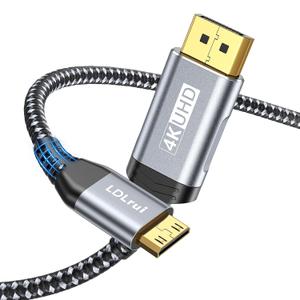 LDLrui DisplayPort to Mini HDMI Cable 3.3FT [Bend Resistant, High-Speed] Supports 3840x2160/4K@60Hz, 2K@120Hz Video UHD for Desktop, Laptop, Portable Monitor,AMD, NVIDIA, ARZOPA, Projector,Mini PC