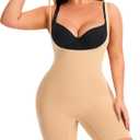 fortix Plus Size Open Bust Women Shapewear Bodysuit Tummy Control Body shaper Under Dress Faja Thigh Slimmer (Beige, XL)