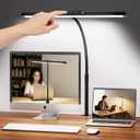 LED Desk Lamp for Office Home, Stepless Dimming Architect Desk Light with DC Adapter, Eye-Caring Desk Lamp with Clamp, 25 Lighting Modes Adjustable 12.8in Flexible Gooseneck for Workbench, Drafting