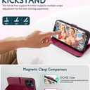 OCASE for iPhone 16 Pro Wallet Case, PU Leather Crossbody Phone Case with Removable Shoulder Strap, Kickstand, RFID Blocking Card Slots, Flip Folio Phone Cover 6.3 Inch 2024, Burgundy