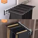 Pull Out Pants Rack 9 Arms, Pants Organizer for Closet, Trouser Rack, Right, Right Installation
