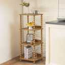 Fultyle Bookshelf, 4-Tier Bookcase with Open Shelves, Vintage Book Shelf for Small Spaces, Bedroom, Living Room and Office with Solid Wood Legs (Caramel Tan)