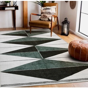 Moroccan Washable Rugs 5x7, Geometric Soft 5x7 Area Rugs for 5' x 7' Blue/Grey