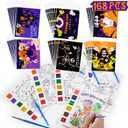 Halloween Party Favors for Kids 24 Pack(168 PCS) Halloween Watercolor Coloring Books with Goodie Bag Classroom Carnival Prizes Non Candy Trick or Treat Toys for Boys Girls Gifts School Party Supplies