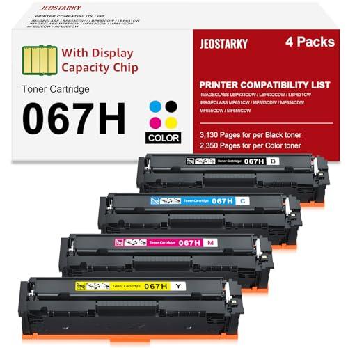 Jeostarky 067 067H Toner Cartridge High Yield Compatible for Canon 067 067H Color ImageCLASS LBP632Cdw LBP633Cdw MF653Cdw MF654Cdw MF656Cdw Printer (4 Pack), Black, CT067