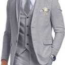 Retro Linen Mens Suit 3 Pieces Light Weight Casual Linen Summer Slim Fit Suits Tuxedo Jacket Blazer Vest Pant for Men
