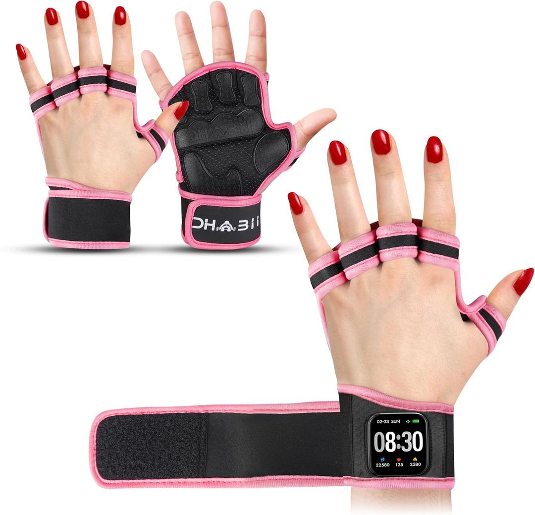 Workout Gloves for Men & Women, Smartwatch Compatible Ventilated Gym Gloves with Wrist Wrap Support, Breathable Weight Lifting Gloves for Fitness, Training & Cycling with Excellent Grip M
