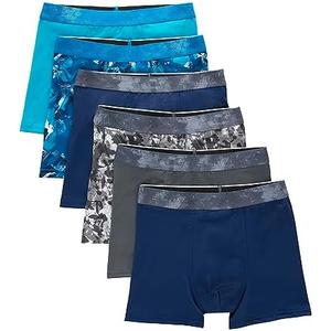 Hanes Boys' Big Performance Tween Boxer Brief Pack, X-Temp Mesh Stretch Underwear, Black, 6-Pack M