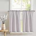 jinchan Kitchen Curtains 24 Inch Linen Textured Cafe Tier Curtains for Living Room Bathroom Farmhouse Half Window Set Light Filtering Rod Pocket Drapes for Small Windows 2 Panels Light Heathered Grey