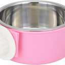 Crate Dog Bowl Removable Stainless Steel Water Food Feeder Bowls Cage Coop Cup for Cat Puppy Bird Pets (Small, Pink)