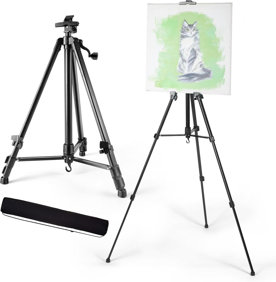 Artify Easel for Painting, Double-Tier Easel Stand, Adjustable Height from 22-61 Inches, Tripod for Painting and Display with Carrying Bag, 61 Inches, Black