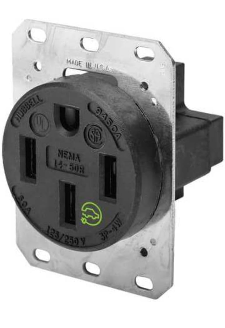 Hubbell HBL9450A Straight Blade Device Receptacle, RTP, Industrial Grade, 3-Pole 4-Wire Grounding, 50A 125/250V, 14-50R
