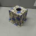 Blue Paper Mache Tissue Box Cover Floral Print Tissue Box Decorative Square Napkin Holder for Grand Millennial Home Bedroom Countertop Night Stands Office Country Decor