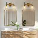 ANDY STAR 24x32 INCH Gold Bathroom Mirror, Brushed Brass Mirror, Rounded Rectangle Mirrors, Anti-Rust SUS304, Tube Metal Framed, 1 Deep Wall Mounted Vertically/Horizontal