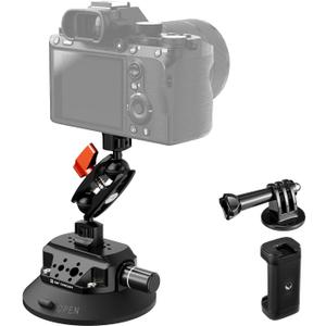 K&F CONCEPT 4.5" Suction Cup Camera Mount with Magic Arm, ARRI Style 1/4" 3/8" Threads, Quick Release Car Mount Compatible with Gopro DJI Insta360 for DSLR Action Camera Phone Video Shooting