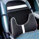 FLORICH Double Layer Breathable Mesh Lumbar Support Ergonomic Leather Lumbar Support Pillow with 3D Mesh Back Support and Adjustable Strap for CarSeat & Office Chair (Black)