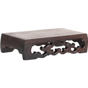 Amosfun Carved Wooden Display Stand 4.33 X 2.36 X 1.18 Inch Rectangular Plant Pedestal Vase Base for Bonsai Buddha Statue Home Decor