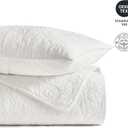EVERGRACE 100% Cotton Paisley Quilt Set, Oversized King 3 Piece Set Prewashed Lightweight Bedspread with 2 Shams, Soft & Breathable Matelasse Coverlet for All-Season Comfort, Bright White | Paisley Stitch, 100% Cotton, Pre Washed, Oeko-Tex Certified, Soft, Lightweight