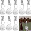 8 Pcs Transparent Crystal Outdoor Curtain Weights, 3.2 Oz Heavy Decorative Drapery Weights, with Anti-Rust Stainless Steel Clip for Curtains, Tablecloths, and Garden Flags