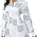 Shirt Dresses for Women Sexy Tops Button Down Shirts Dress Colorful Collar Blouses Long Sleeve Floral Print Loose T-Shirt, 3XL