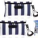 Sanwuta 2 Pack Money Bag with Lock Locking Money Bag for Beach Christmas Wallet Gifts 6.7 x 11 Inch(Dark Blue, White)