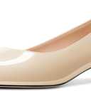 Aachcol Womens Round Toe Kitten Heel Pumps Slip-on Low Heel Office Dress Shoes 1.4 Inches Heels Nude 10 M US