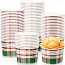 Potchen 50 Pack 9 oz Christmas Soup Bowls Disposable Paper Cups Winter Themed Disposable Dessert Bowls Green White Plaid Paper Snack Cups for Hot and Cold Food Christmas Party Supplies