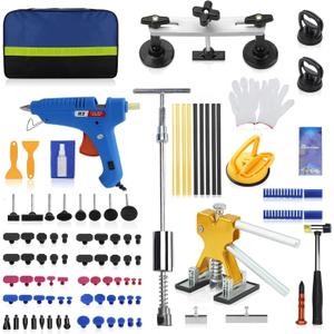 100 PCS Car Dent Puller Kit Professional,Dent Puller with Bridge Puller,Golden Lifter,2-in-1 T-Shaped Hammer Puller,Glue Gun,for Repairing Minor and Deep Dents in Auto. (Blue)