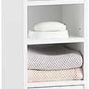 SoBuy Tall Narrow Storage Cabinet, Skinny Bathroom Cabinet with Adjustable Shelves Slender, Anti-Tipping Floor Standing Cupboard, Pinstripe White BZR160-W