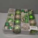 Hollyone Green and Champagne Christmas Balls Ornaments Set, 50pcs Large Glitter Shatterproof Christmas Snowflakes Ornaments Bulk Decoration Hanging Ball for Xmas Tree Wreath Garland Wedding Home Decor